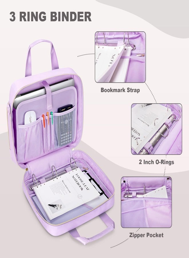 Prokva 3 Ring Zipper Binder 2 Inch, Accordion File Organizer with Shoulder Strap, Zip Up Binder with 500-Sheet Capacity, Purple - Image 3