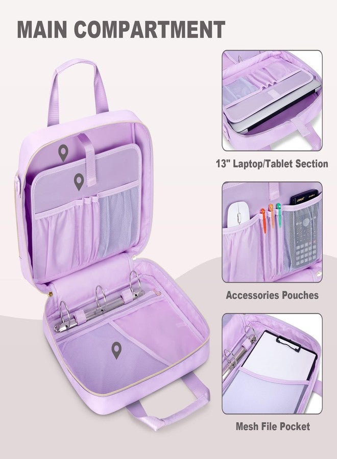 Prokva 3 Ring Zipper Binder 2 Inch, Accordion File Organizer with Shoulder Strap, Zip Up Binder with 500-Sheet Capacity, Purple - Image 4