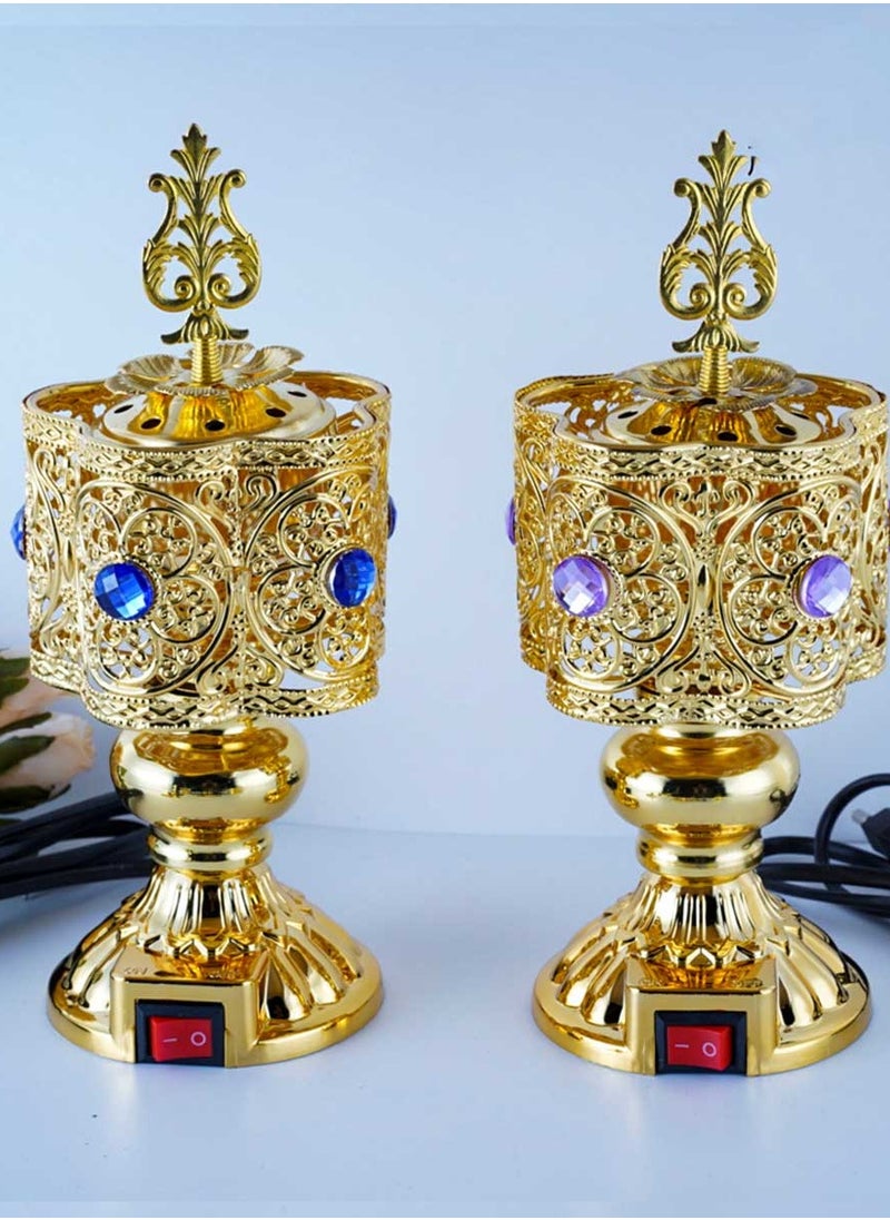 بخور بوسيدين حامل بخور عود كهربائي مميز تصميم فاخر لعطور المنزل والمكتب - قطعتين  - Image 1