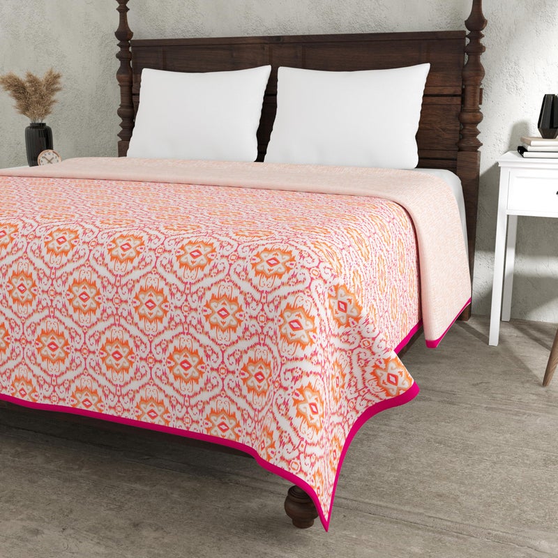 JaipurFabric JaipurFabric® 150GSM 100% Pure Mulmul Cotton Reversible Blanket/Duvet/Quilt/AC Dohar for Double Bed (95" X 85"), Orange  - Image 2