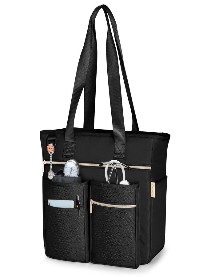Fasrom Nurse Tote Bag for Work Nurses with Laptop Sleeve, Home Health Clinical Bag for Nursing Students and Medical Assistant, Black (Patent Pending) - Image 1