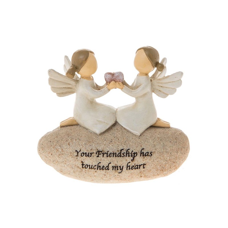 Angels Your Friendship Has Touched My Heart Sentimental Pebble GiftWhite