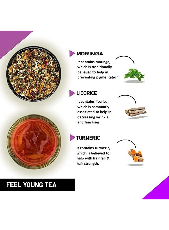 TEACURRY Feel Young Tea (50 Grams Loose) Anti Aging For Skin Tightening And Glowing Radiant Skin Anti Oxidant Rich To Reduce Wrinkles 100% Natural Anti Aging Green Tea - Image 2