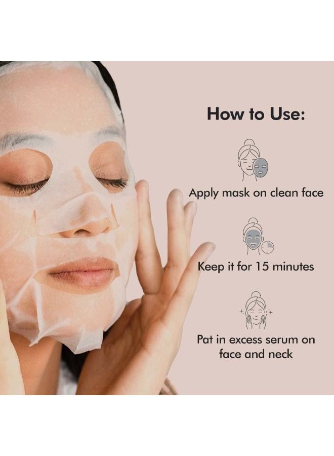 إم كافيين أقنعة أوراق الشاي الأخضر والقهوة بفيتامين C وحمض الهيالورونيك والنياسيناميد وماء جوز الهند وفاكهة مزيج AHA للبشرة الرطبة والمتوهجة - أقنعة ملاءة للوجه للنساء والرجال - 6 أقنعة - Image 5