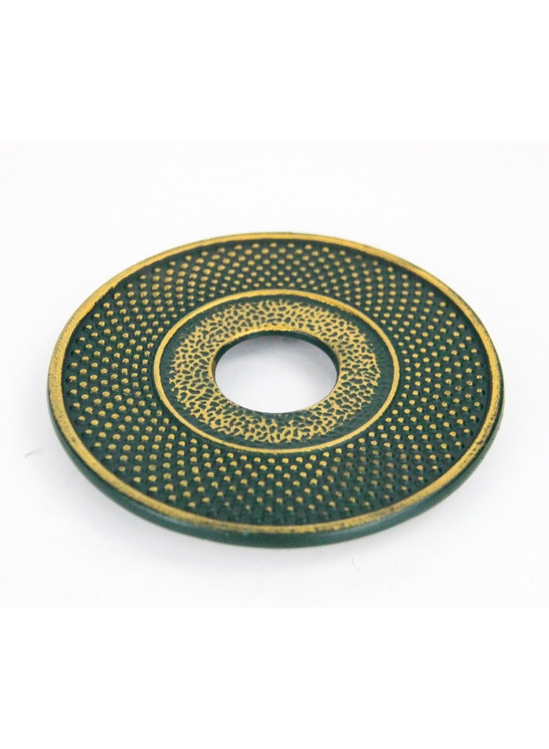 تيلاند طقم إبريق شاي من الحديد الزهر مطلي بالمينا ومتين مع مصفاة من الفولاذ المقاوم للصدأ لتخمير أوراق الشاي السائبة سعة 1 لتر مع 4 أكواب (زهرة)، أخضر - Image 4