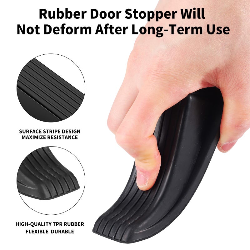 CAGSIG Door Stoppers, 2 Pack Premium Rubber Door Stoppers for Bottom of Door Security Rubber, Door Stopper Wedge for Carpet Heavy Duty Door - Image 3