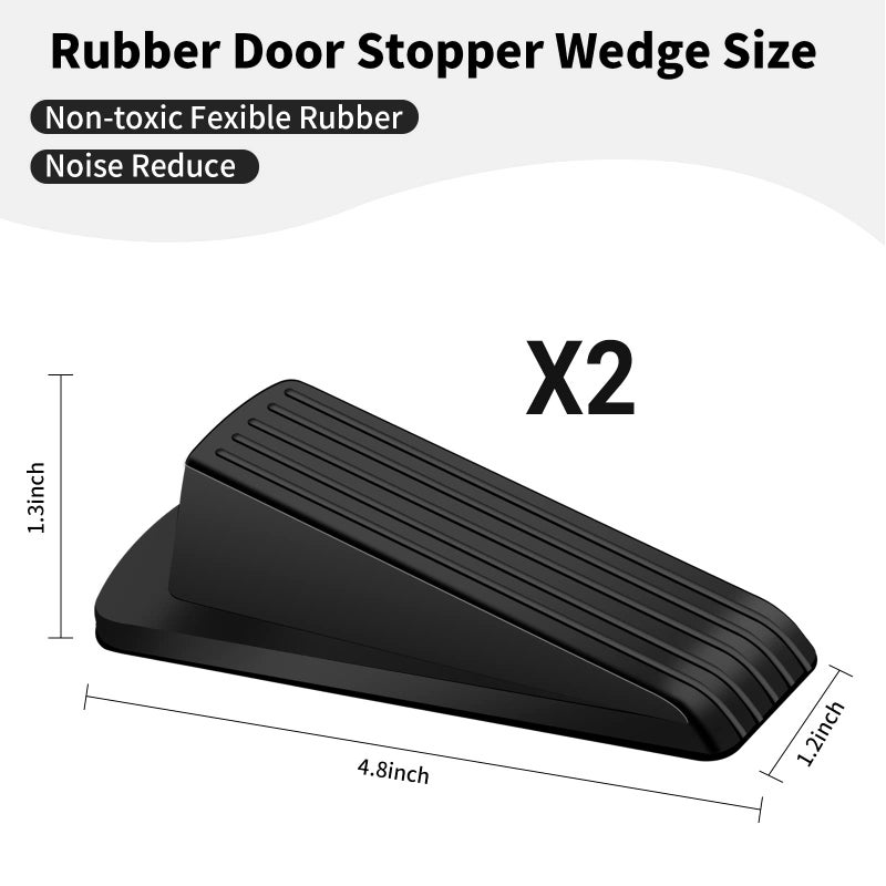 CAGSIG Door Stoppers, 2 Pack Premium Rubber Door Stoppers for Bottom of Door Security Rubber, Door Stopper Wedge for Carpet Heavy Duty Door - Image 2