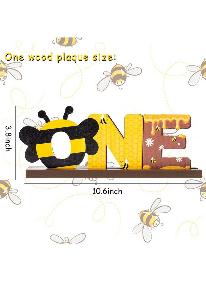 OSNIE Bumble Bee One Letter Sign Wooden Table Centerpieces Sweet Bee Party Decor For Baby Boys Girls Summer Honey Bee Theme 1St Birthday Milestone Baby Shower Cake Smash Photo Props For One Year Old - Image 2
