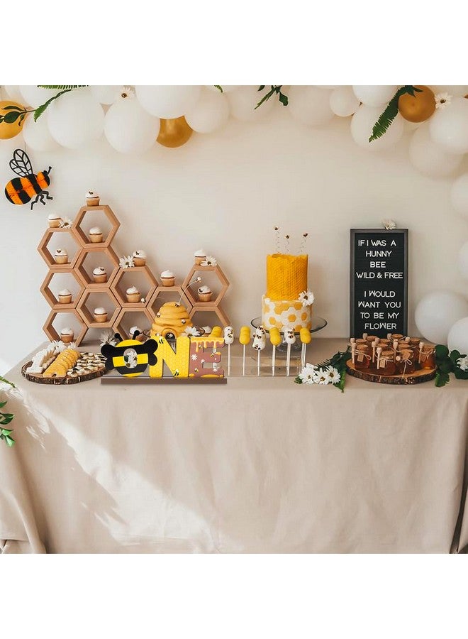 OSNIE Bumble Bee One Letter Sign Wooden Table Centerpieces Sweet Bee Party Decor For Baby Boys Girls Summer Honey Bee Theme 1St Birthday Milestone Baby Shower Cake Smash Photo Props For One Year Old - Image 4