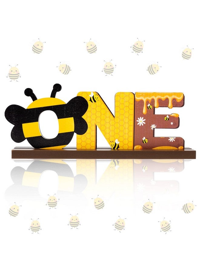OSNIE Bumble Bee One Letter Sign Wooden Table Centerpieces Sweet Bee Party Decor For Baby Boys Girls Summer Honey Bee Theme 1St Birthday Milestone Baby Shower Cake Smash Photo Props For One Year Old - Image 1
