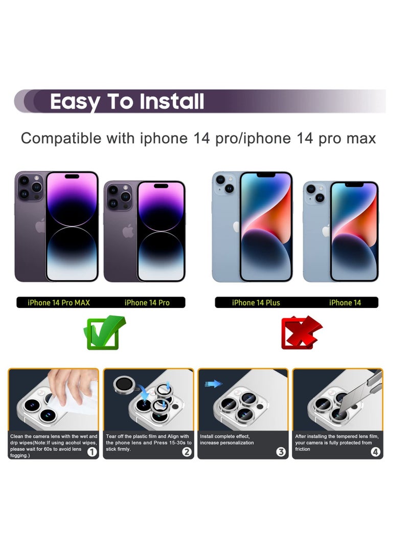 KASTWAVE Camera Lens Protector for iPhone 14 Pro / 14 Pro Max, 9H Tempered Glass Camera Cover Screen Protector - Image 2