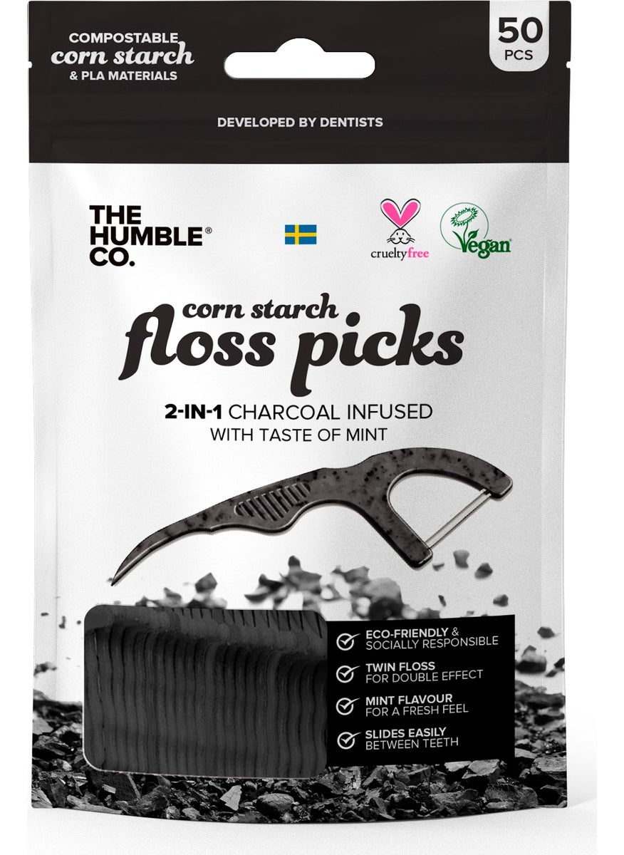 The Humble Co. Humble Organic- String Toothpick Charcoal-Black  - Image 1