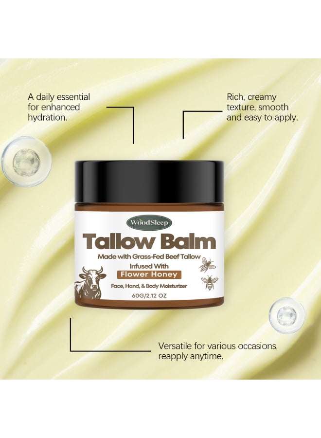 WoodSleep Tallow Balm with Flower Honey | Grass-Fed Beef Tallow Moisturizer for Face, Hands & Body – 60g - Image 5
