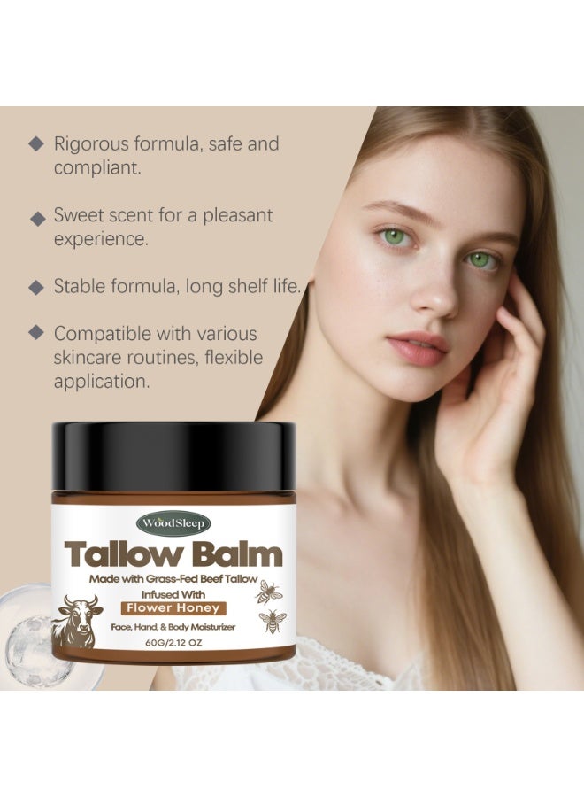 WoodSleep Tallow Balm with Flower Honey | Grass-Fed Beef Tallow Moisturizer for Face, Hands & Body – 60g - Image 4