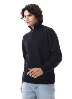 Andora Half-Zipper Long Sleeves Knitted Sweater_Navy Blue  - Image 3
