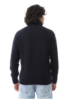 Andora Half-Zipper Long Sleeves Knitted Sweater_Navy Blue  - Image 4