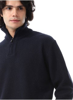 Andora Half-Zipper Long Sleeves Knitted Sweater_Navy Blue  - Image 5