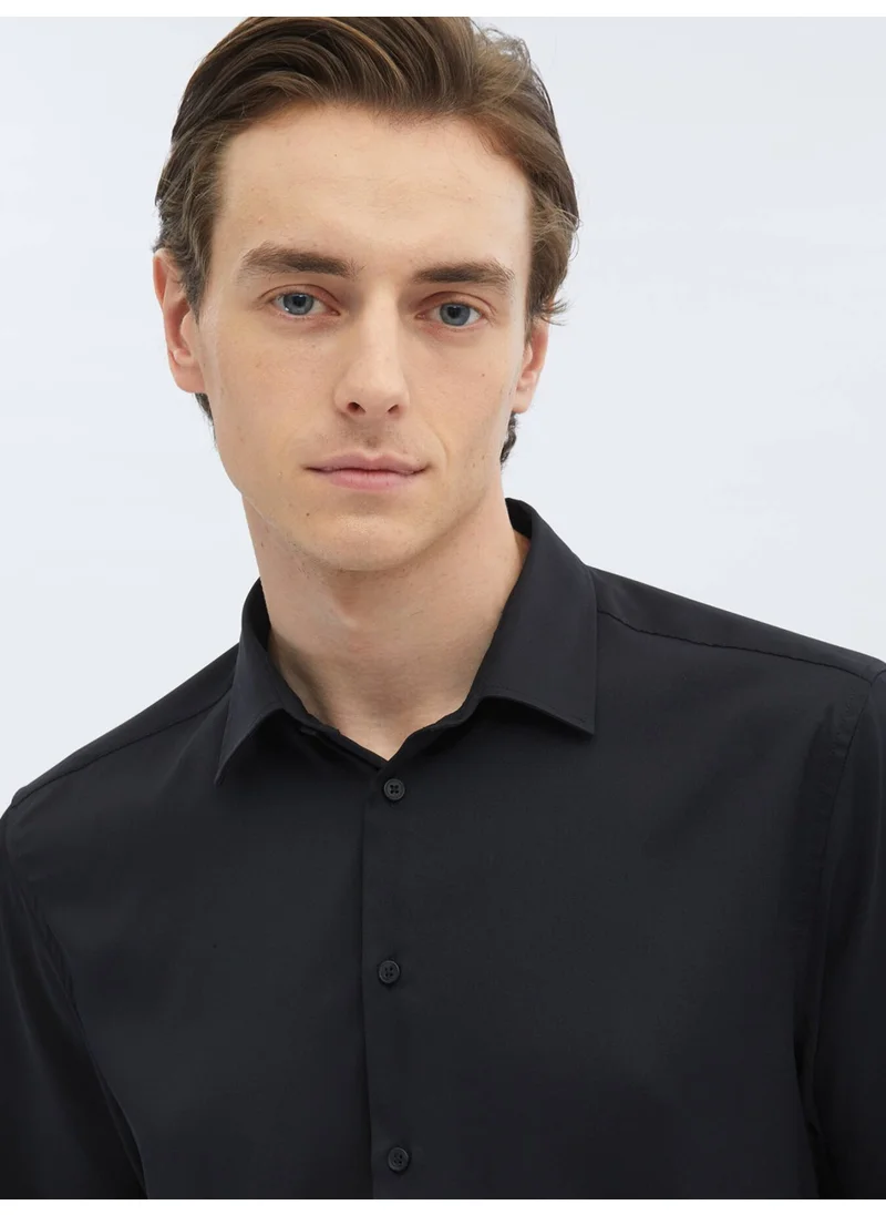 كيب Black Plain Regular Fit Woven Casual Shirt
