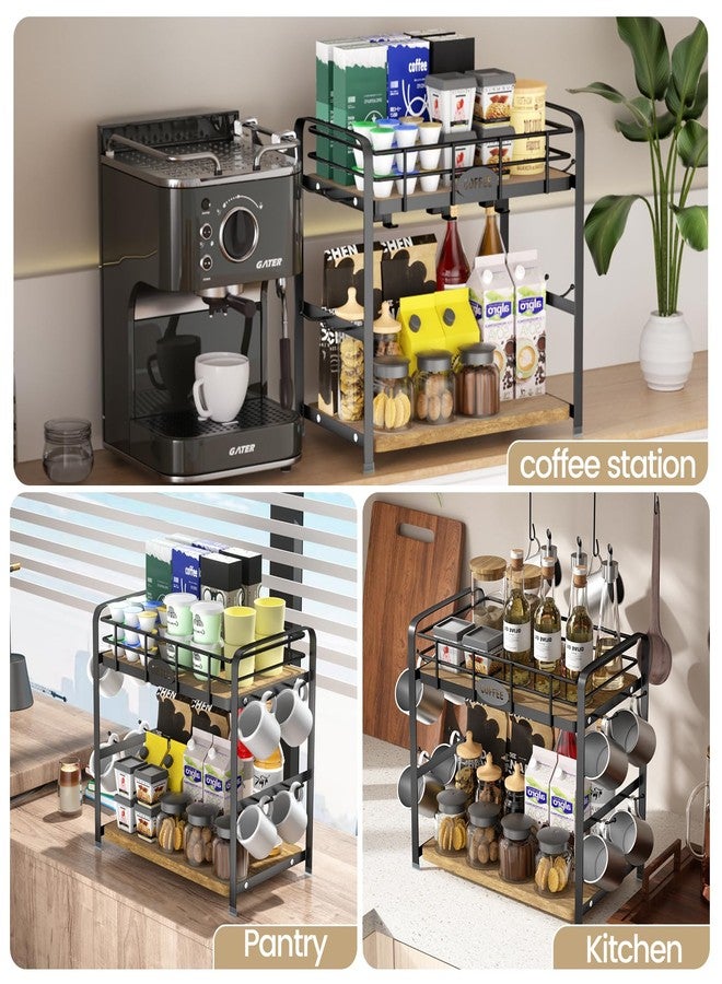 Vivise Coffee Cup Holder 2 Tier Coffee Bar Organizer Mug Tree Mug Stand Rack for Countertop Coffee Pod Holder Kitchen Storage Kcup Holder on Top Cup Organizer with 14 Hooks - Image 3