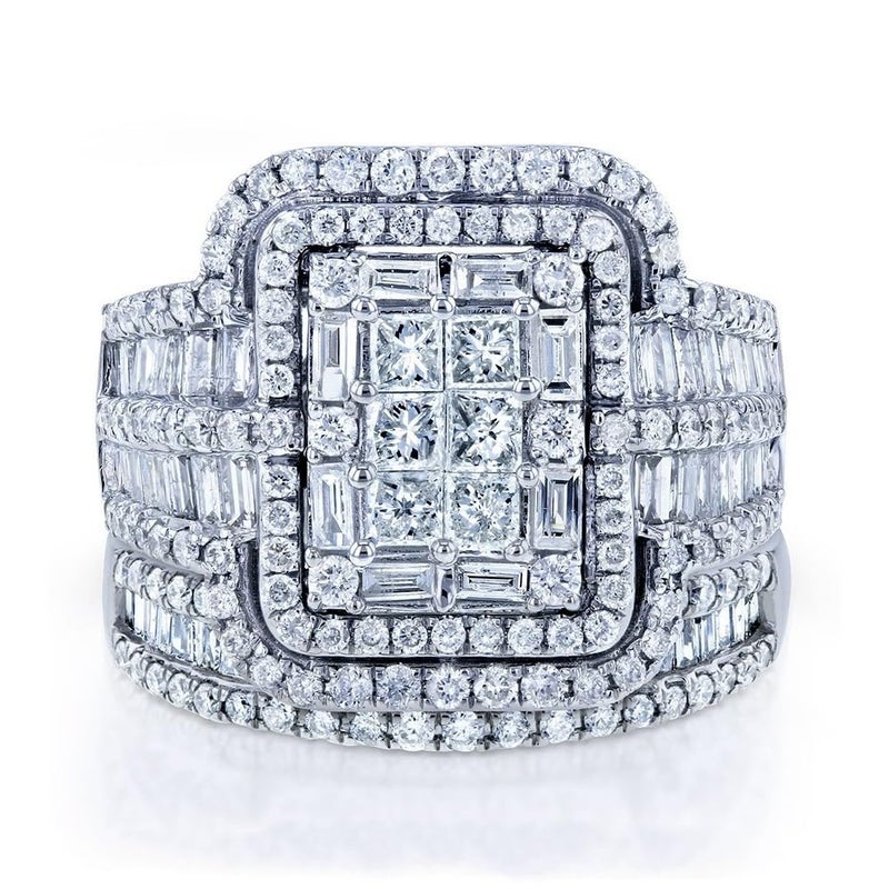 AZQ 925 Sterling Silver Shiny Full Diamond Gemstone Ring 18K Gold Cubic Zirconia Promise Rings CZ Diamond Multi Row Ring Eternity Engagement Wedding Band Ring Sets Z.41(US Code 7) - Image 3