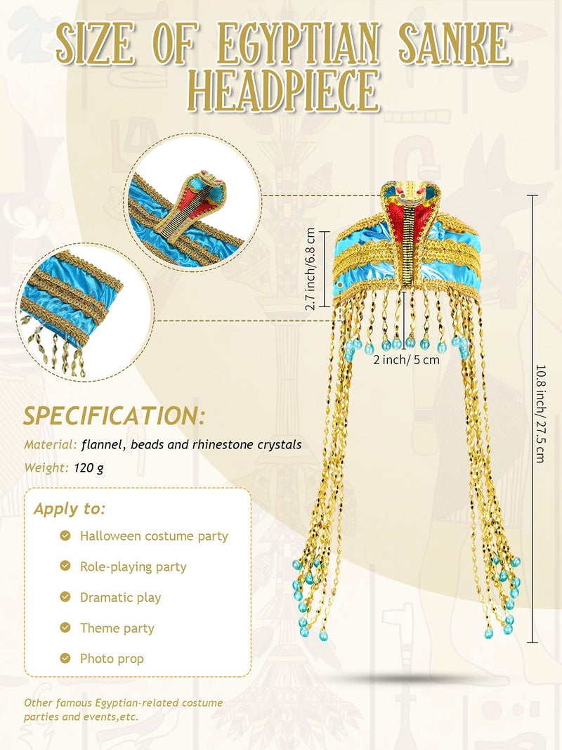 WILLBOND Egyptian Headpiece, Women's Egyptian Costume Accessory Beaded Headdress (Blue) - Image 2