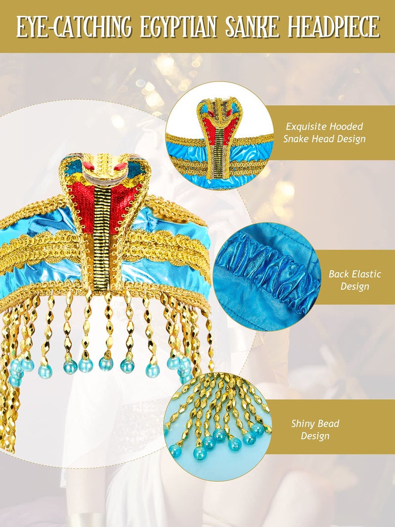 WILLBOND Egyptian Headpiece, Women's Egyptian Costume Accessory Beaded Headdress (Blue) - Image 5