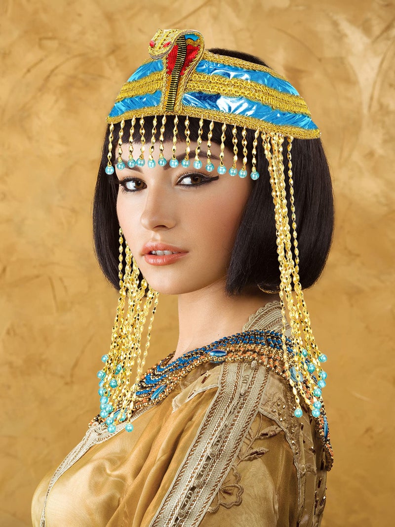 WILLBOND Egyptian Headpiece, Women's Egyptian Costume Accessory Beaded Headdress (Blue) - Image 4