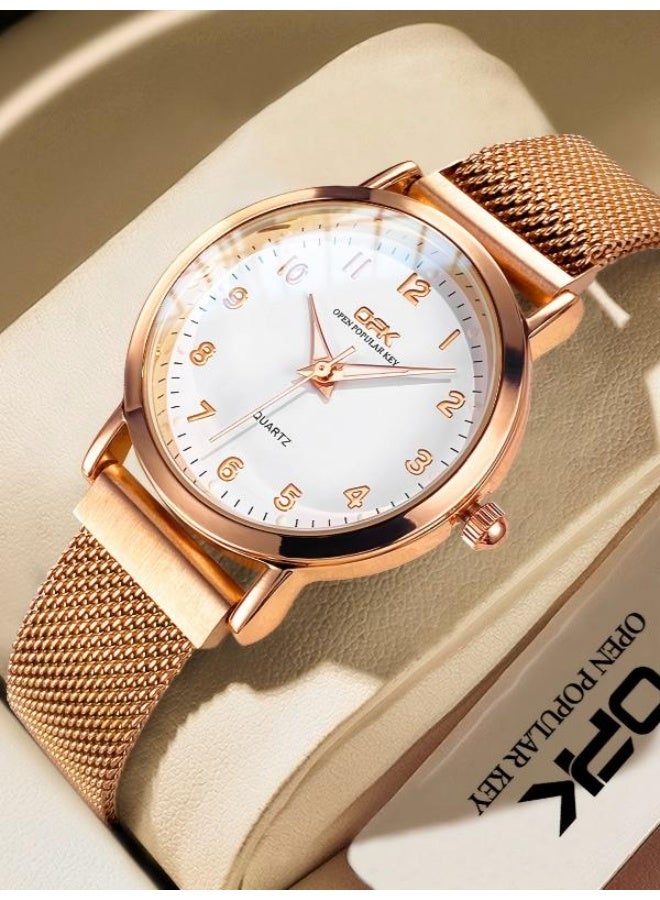 OPK Watches for Ladies Waterproof Luminous Date Women Watches Analog Quartz Mesh Ladies Watches Classic Dress Wrist Watch - Image 1
