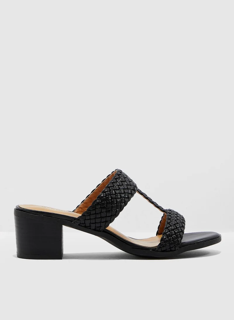 Le Confort Double Strap Block Heel Sandal - Black