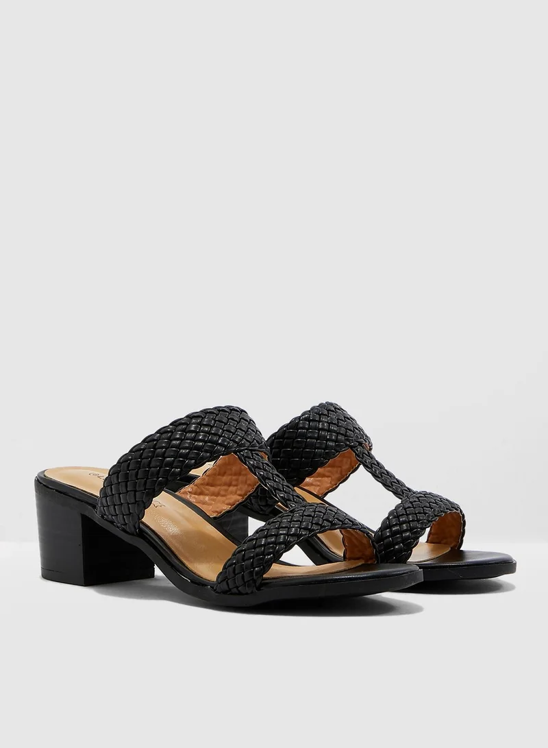 Le Confort Double Strap Block Heel Sandal - Black