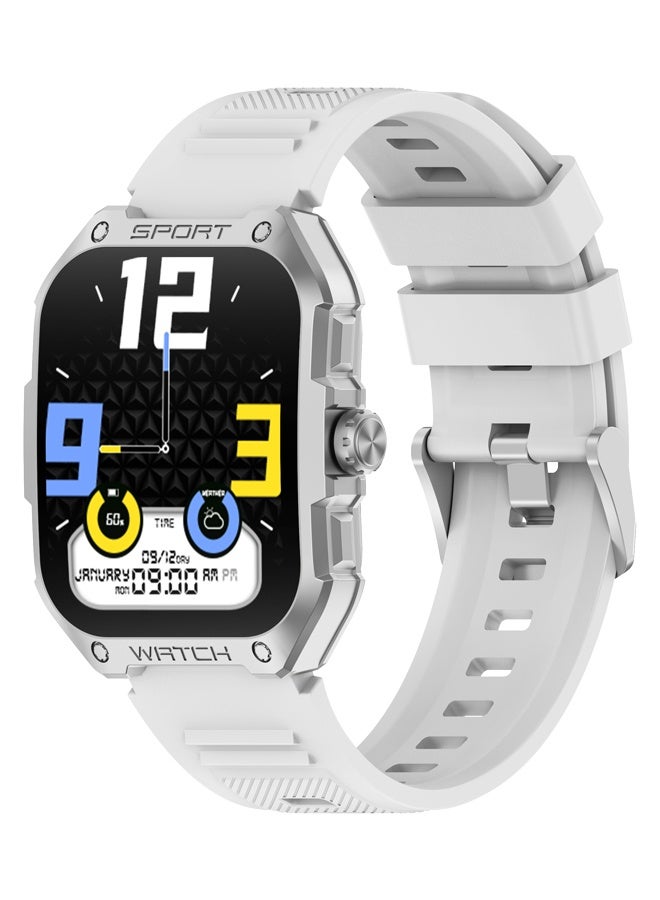 رولستيمي ساعة ذكية للرجال ، ساعة ذكية رياضية مقاومة للماء ، وضع متعدد اللغات والرياضة ، جهاز تعقب للياقة البدنية بشاشة تعمل باللمس بالكامل ، وضع الاستعداد الطويل (جي 18 فضي) - Image 1