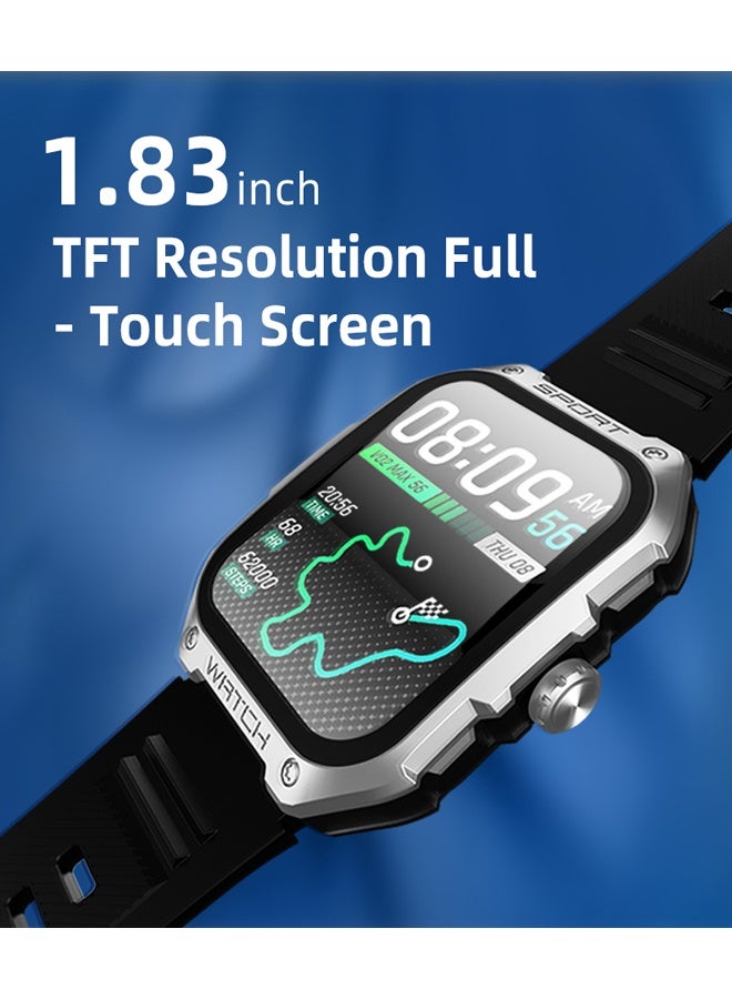 رولستيمي ساعة ذكية للرجال ، ساعة ذكية رياضية مقاومة للماء ، وضع متعدد اللغات والرياضة ، جهاز تعقب للياقة البدنية بشاشة تعمل باللمس بالكامل ، وضع الاستعداد الطويل (جي 18 فضي) - Image 4