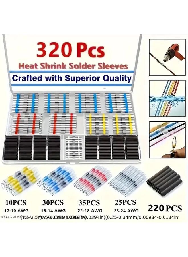 320pcs Heat Shrink Solder Connector Kit Heavy Duty Copper Alloy Solder Butt Connectors - Image 2