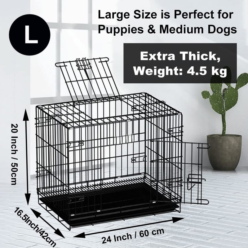 Dog Crates For Small Medium And Large Dogs Pet Cage Single Door Best For Pets Wire Metal Kennel Cages With Divider Panel And Tray In Door Foldable And Portable For Animal Out Door Travel L - Image 4