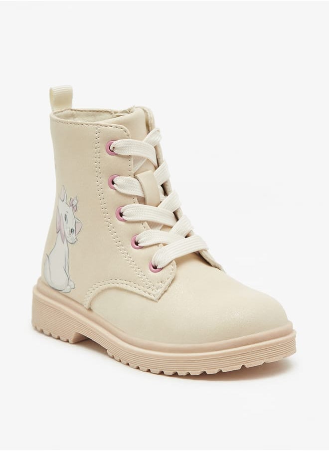 Disney - Marie Cat Print Ankle Boots with Lace-Up Closure - Image 1
