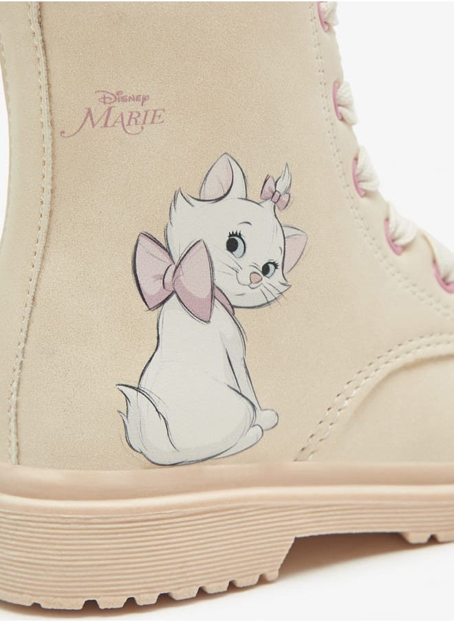Disney - Marie Cat Print Ankle Boots with Lace-Up Closure - Image 1