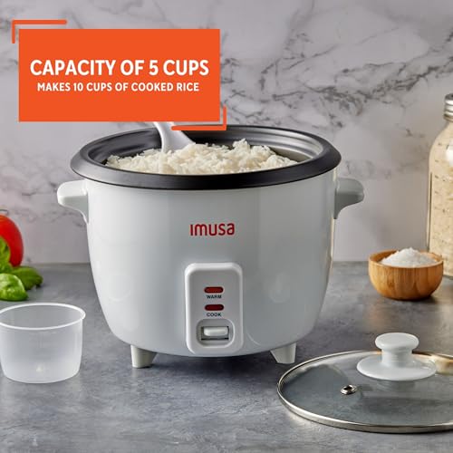 IMUSA USA GAU-00012 Electric NonStick Rice Cooker 5-Cup (Uncooked) 10-Cup (Cooked), White - Image 4