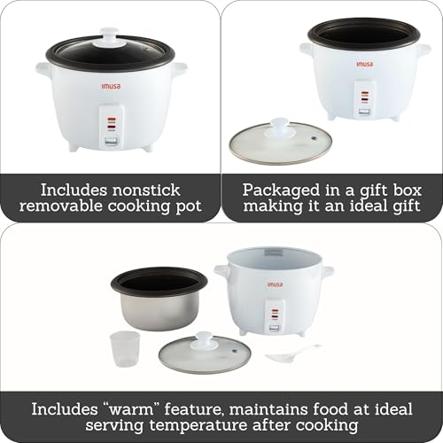 IMUSA USA GAU-00012 Electric NonStick Rice Cooker 5-Cup (Uncooked) 10-Cup (Cooked), White - Image 2
