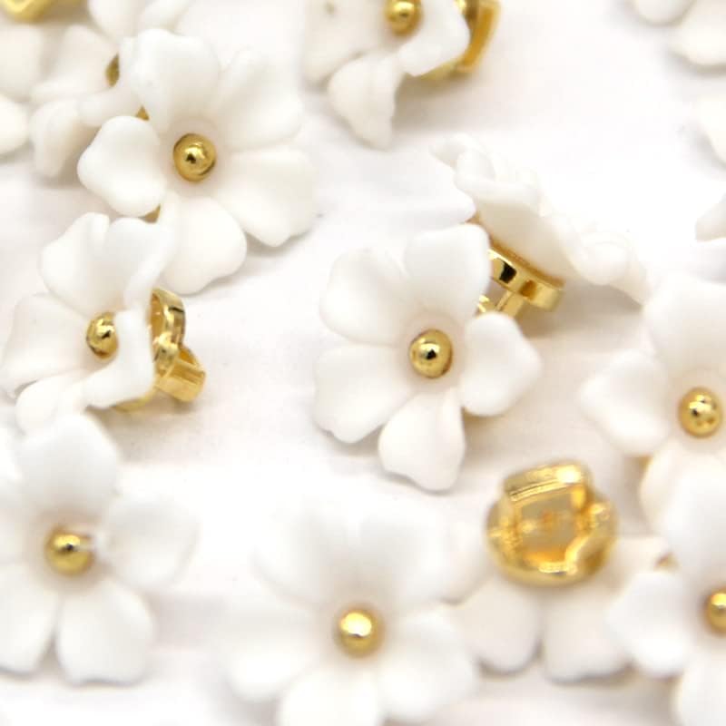 USOSOU 13mm White Flower Sewing Plastic Buttons, Pearl Buttons for Clothing, Shirts, Skirts, Wedding Dresses, Blouse, Jewelry Decorations, Handmade DIY Crafts (50pcs 13mm(1/2")) - Image 3