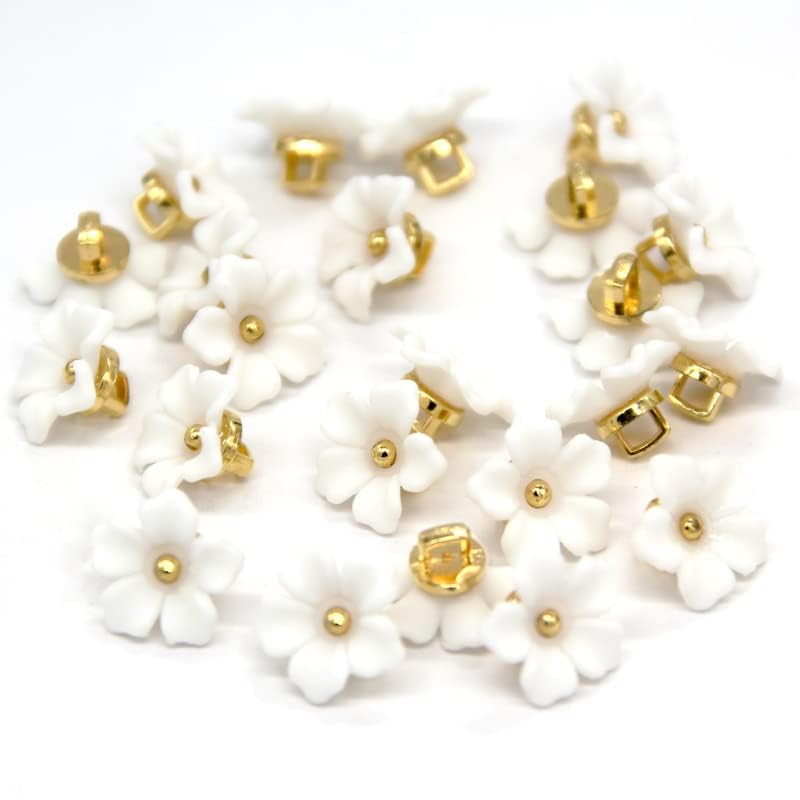 USOSOU 13mm White Flower Sewing Plastic Buttons, Pearl Buttons for Clothing, Shirts, Skirts, Wedding Dresses, Blouse, Jewelry Decorations, Handmade DIY Crafts (50pcs 13mm(1/2")) - Image 2