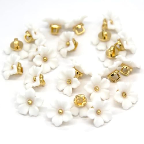 USOSOU 13mm White Flower Sewing Plastic Buttons, Pearl Buttons for Clothing, Shirts, Skirts, Wedding Dresses, Blouse, Jewelry Decorations, Handmade DIY Crafts (50pcs 13mm(1/2")) - Image 1