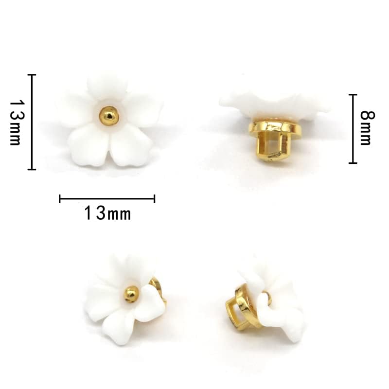 USOSOU 13mm White Flower Sewing Plastic Buttons, Pearl Buttons for Clothing, Shirts, Skirts, Wedding Dresses, Blouse, Jewelry Decorations, Handmade DIY Crafts (50pcs 13mm(1/2")) - Image 4