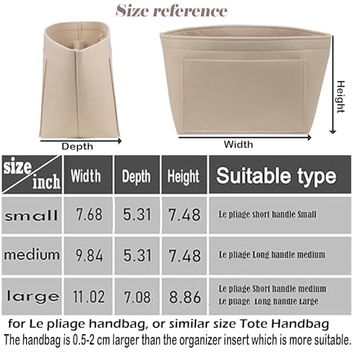 Lckaey Purse Organizer Insert for Longchamp Le Pliage Neo Handbags Long champ Insert Organizer 1012beige-M - Image 2