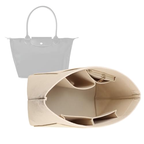 Lckaey Purse Organizer Insert for Longchamp Le Pliage Neo Handbags Long champ Insert Organizer 1012beige-M - Image 1