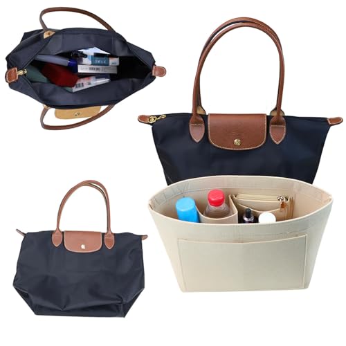 Lckaey Purse Organizer Insert for Longchamp Le Pliage Neo Handbags Long champ Insert Organizer 1012beige-M - Image 5