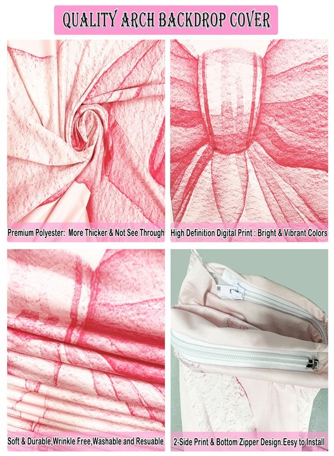 Sensfun Pink Bow Arch Backdrop Cover Girls Coquette Birthday Decorations,2-Sided Pastel Pink Bowknot Chiara Backdrop Arch Covers for Princess Wedding Bridal Baby Shower Bday Party Banner Decor 2.6x6ft - Image 5