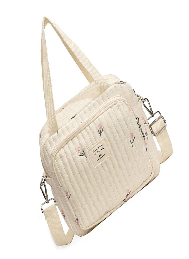 YOGOTEU Storage Pouch,Embroidered Diaper Bag for Moms, Fashionable Flower/Bear Baby Organiser Case Pouch with Adjustable Strap - Image 5