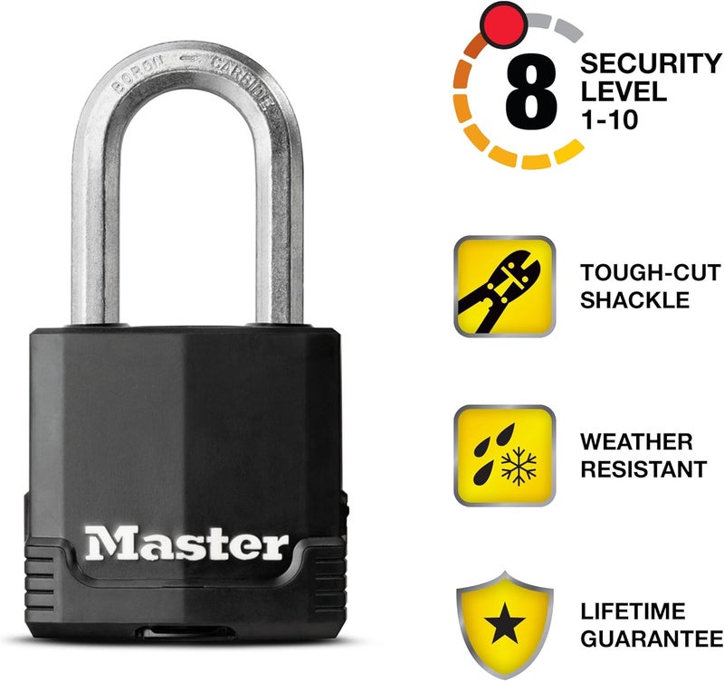 MasterLock Black Magnum Keyed-Alike Padlocks with All-Weather Cover, Outdoor Lock for Fence or Gate with a 1-7/8 Inch Lock Body and 1-1/2 Inch Shackle, 3-Pack - Image 2