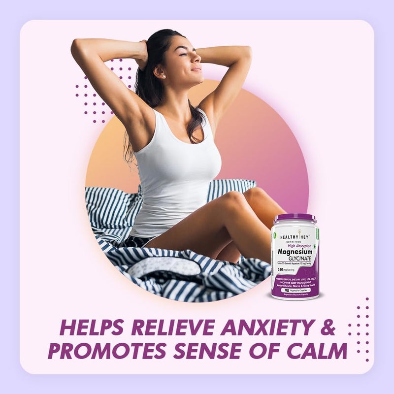 HealthyHey Nutrition HealthyHeyMagnesium Glycinate High Absorption for Sleep, Cramps, & Nerves Health - 90 Vegetable Capsules - Image 5