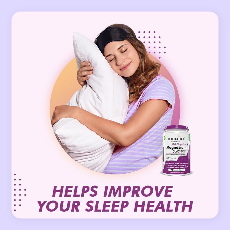 HealthyHey Nutrition HealthyHeyMagnesium Glycinate High Absorption for Sleep, Cramps, & Nerves Health - 90 Vegetable Capsules - Image 3
